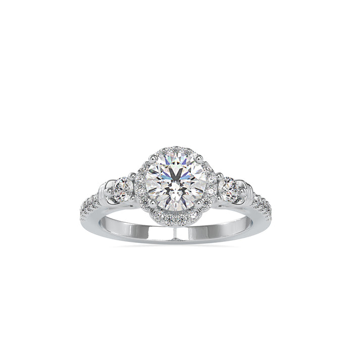 1.48Ct Round Prong Halo Lab-Grown Diamond Gold Ring