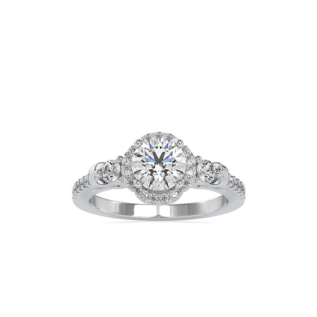 1.48Ct Round Prong Halo Lab-Grown Diamond Gold Ring