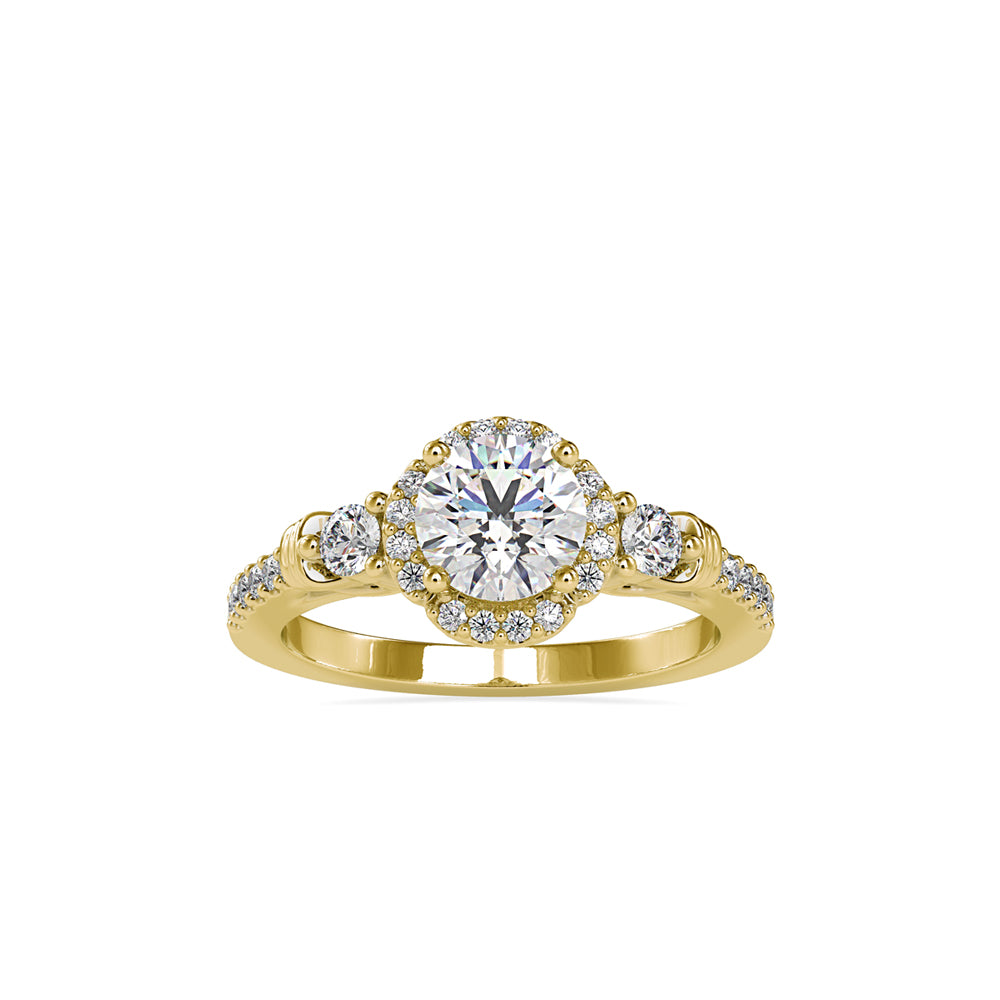 1.48Ct Round Prong Halo Lab-Grown Diamond Gold Ring
