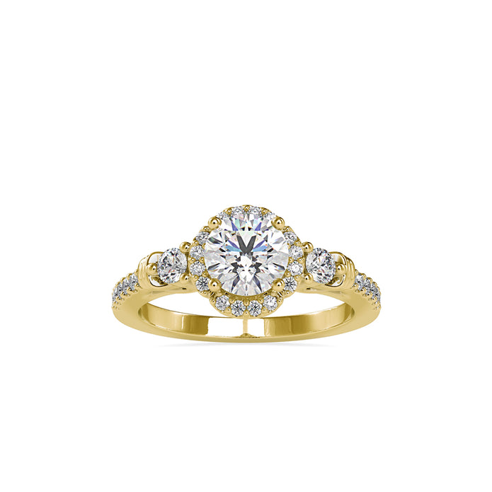 1.48Ct Round Prong Halo Lab-Grown Diamond Gold Ring