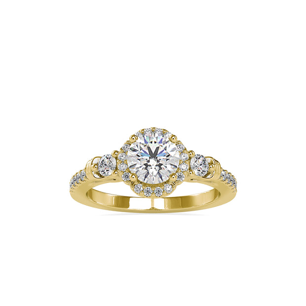 1.48Ct Round Prong Halo Lab-Grown Diamond Gold Ring