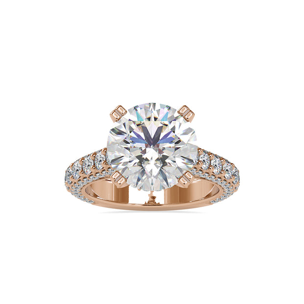 6.82Ct Round Prong Lab-Grown Diamond Gold Ring