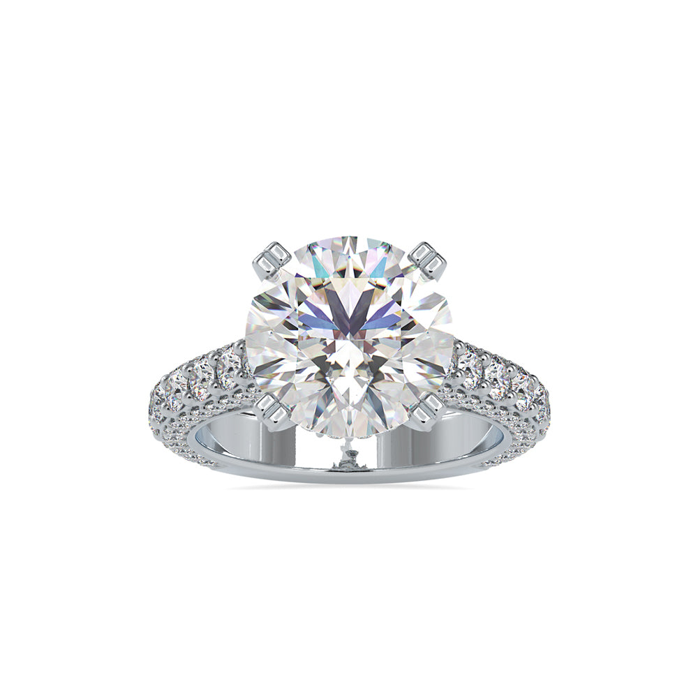 6.82Ct Round Prong Lab-Grown Diamond Gold Ring
