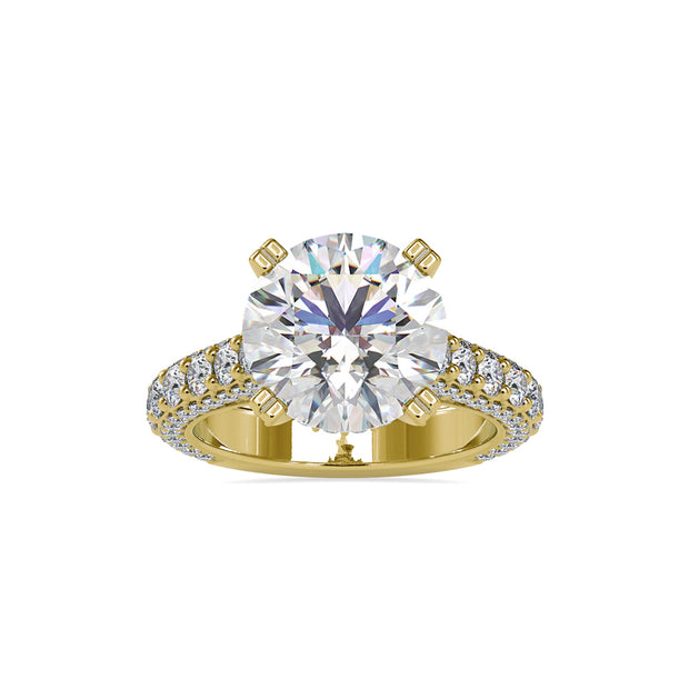 6.82Ct Round Prong Lab-Grown Diamond Gold Ring