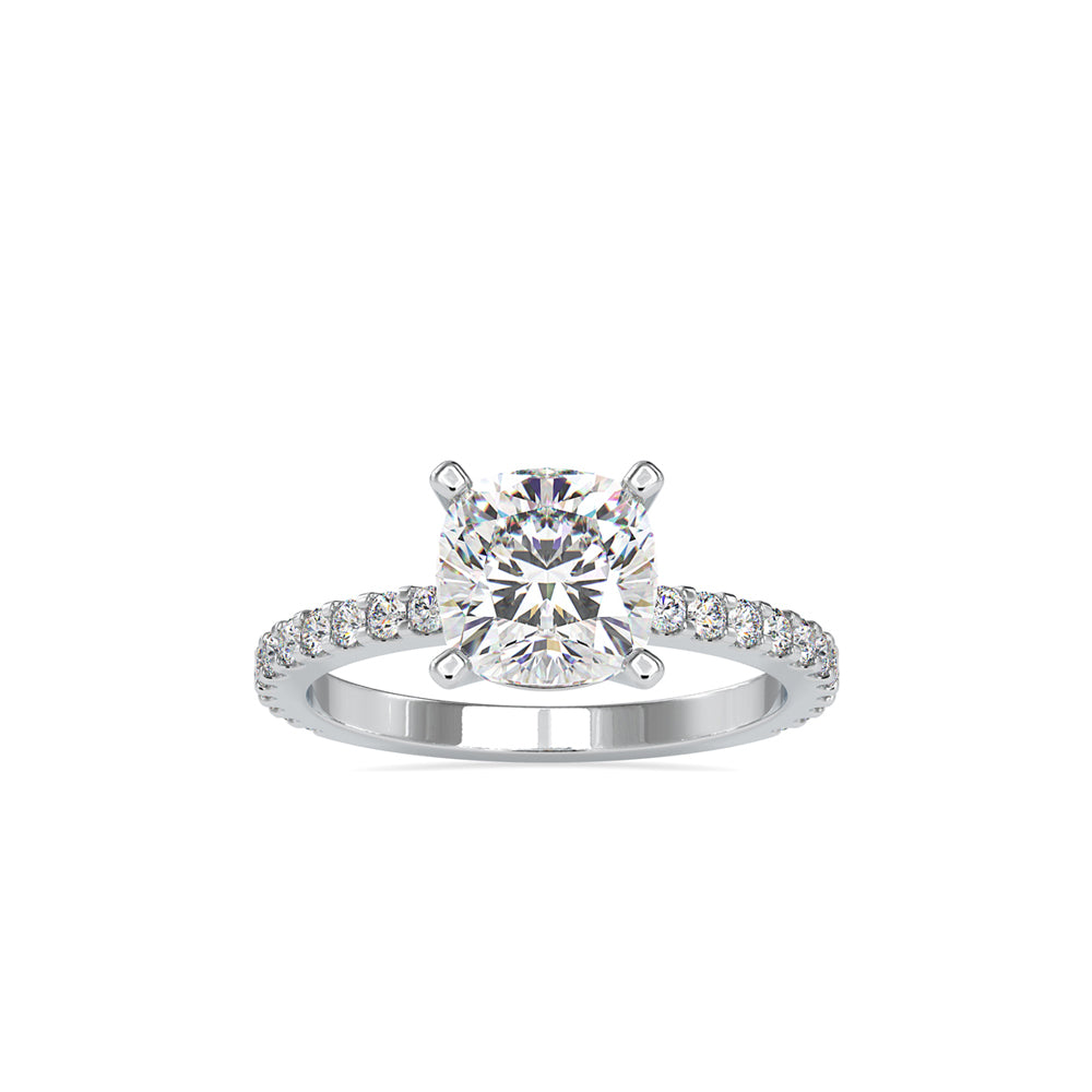 2.82Ct Cushion Solitaire Lab-Grown Diamond Gold Ring
