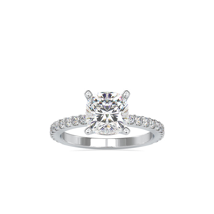 2.82Ct Cushion Solitaire Lab-Grown Diamond Gold Ring
