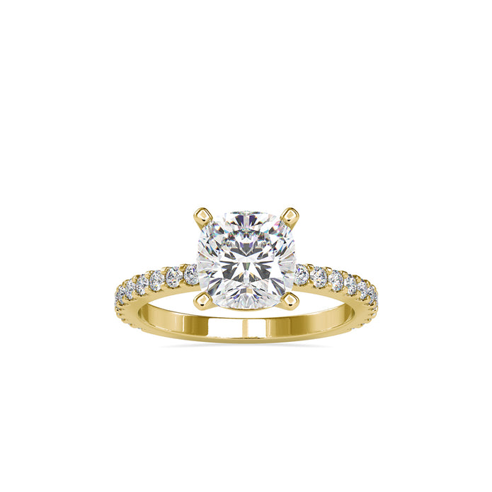 2.82Ct Cushion Solitaire Lab-Grown Diamond Gold Ring