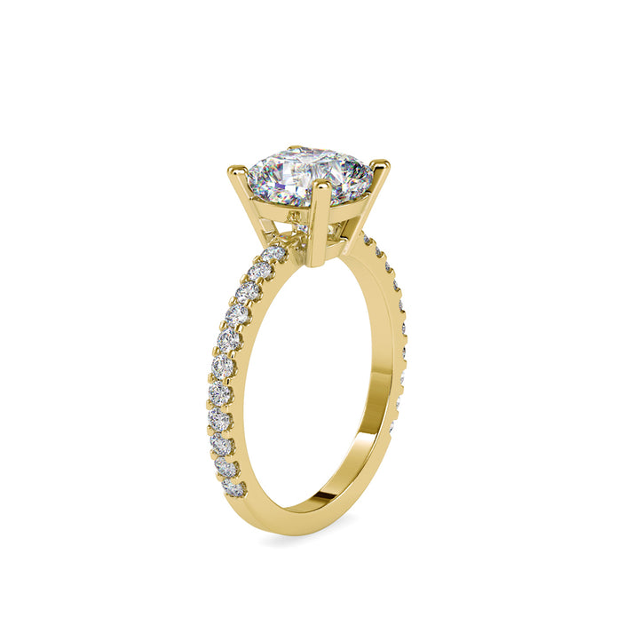 2.82Ct Cushion Solitaire Lab-Grown Diamond Gold Ring