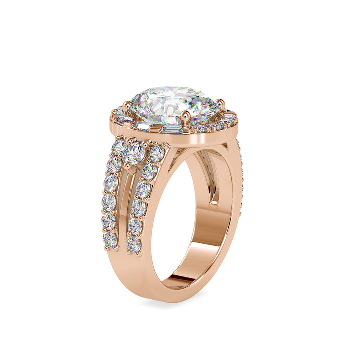 6.43Ct Oval Halo Lab-Grown Diamond Gold Ring