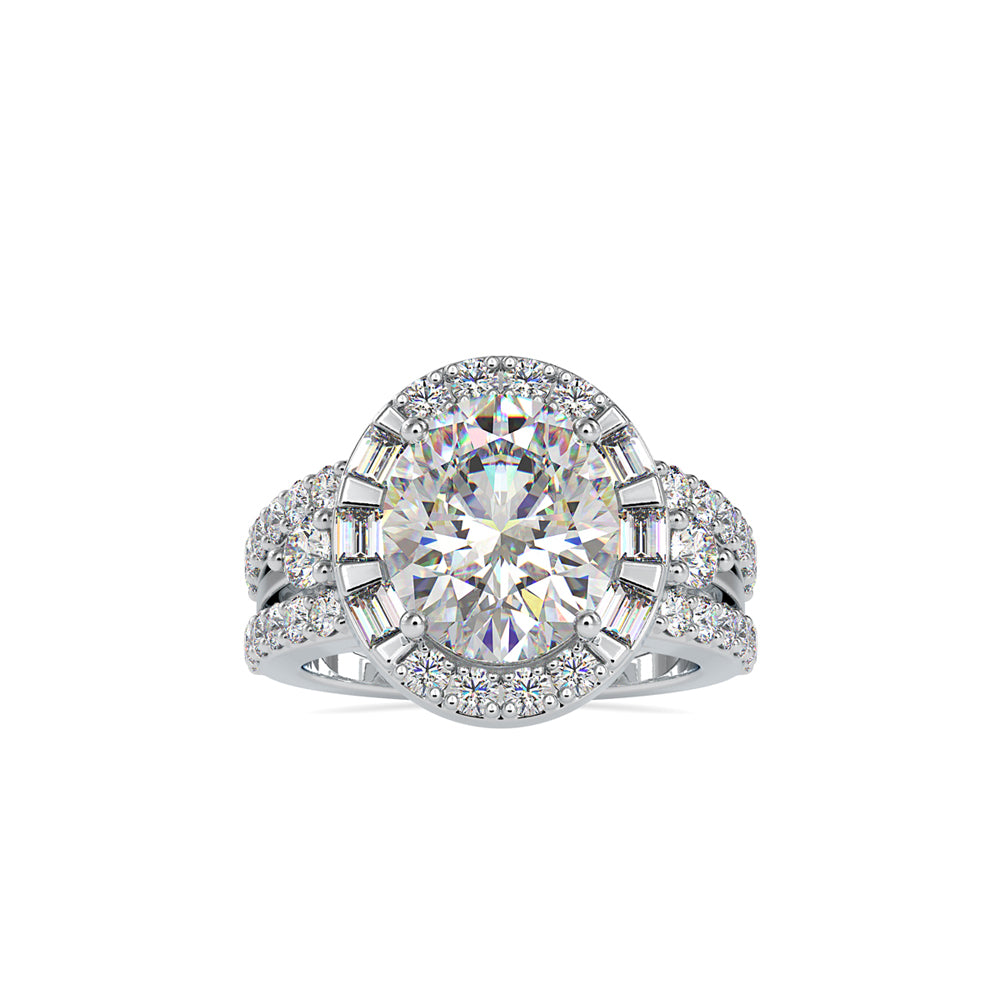 6.43Ct Oval Halo Lab-Grown Diamond Gold Ring