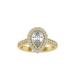 1.53Ct Pear Bezel Halo Lab-Grown Diamond Gold Ring