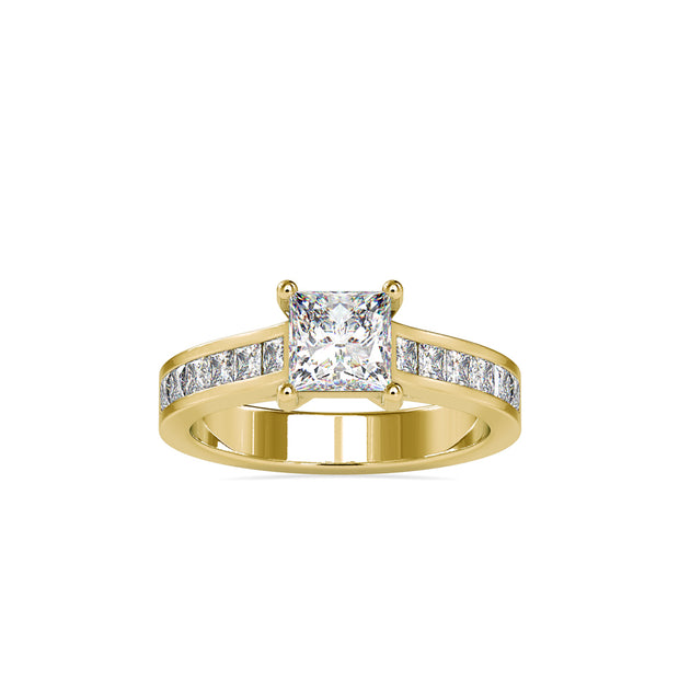 2.05Ct Princess Solitaire Lab-Grown Diamond Gold Ring