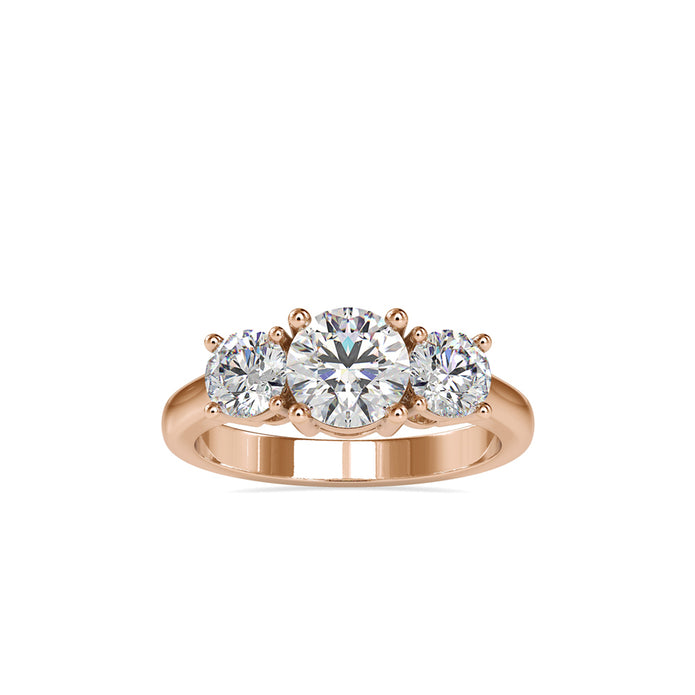 2.05Ct Round Three Stone Lab-Grown Diamond Gold Ring