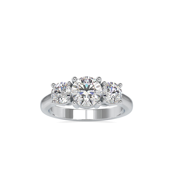 2.05Ct Round Three Stone Lab-Grown Diamond Gold Ring