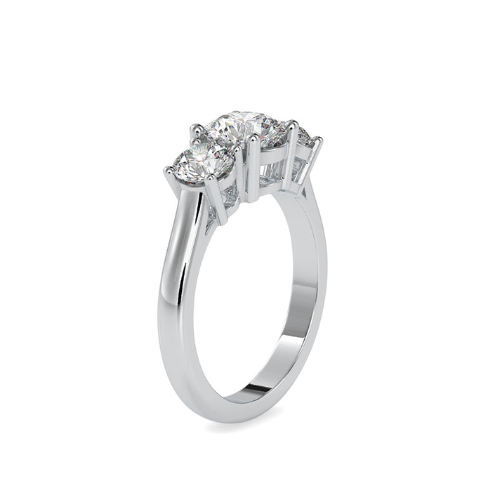2.05Ct Round Three Stone Lab-Grown Diamond Gold Ring