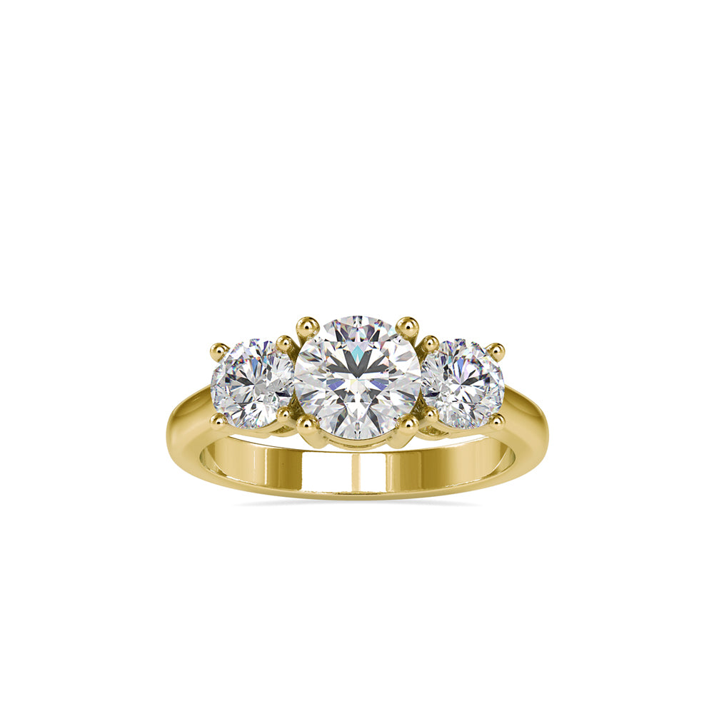 2.05Ct Round Three Stone Lab-Grown Diamond Gold Ring