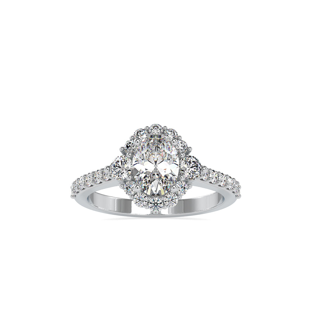 1.71Ct Oval Halo Lab-Grown Diamond Gold Ring