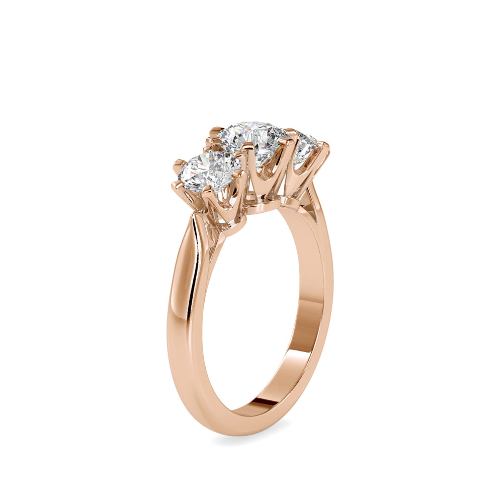 1.95Ct Round Three Stone Lab-Grown Diamond Gold Ring