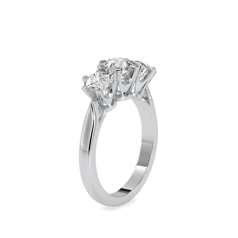 1.95Ct Round Three Stone Lab-Grown Diamond Gold Ring