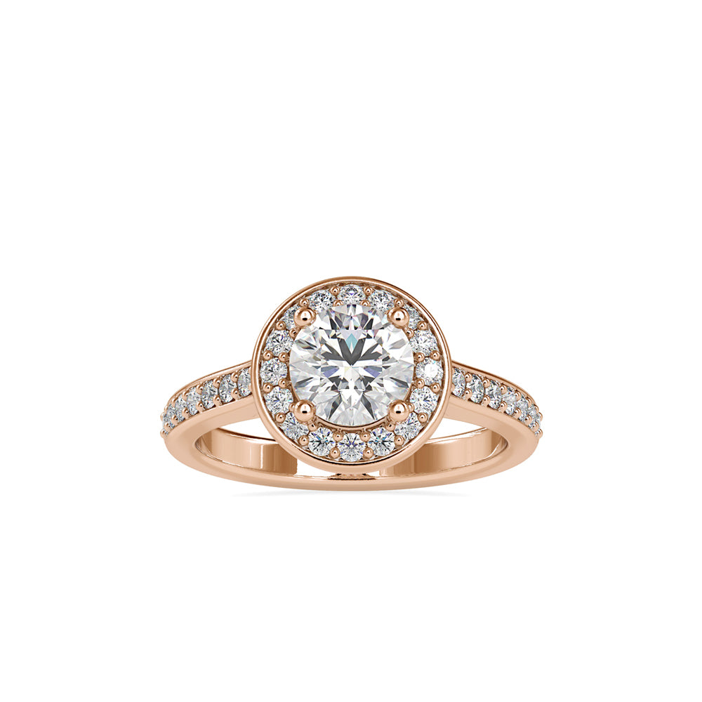 1.57Ct Round Halo Lab-Grown Diamond Gold Ring