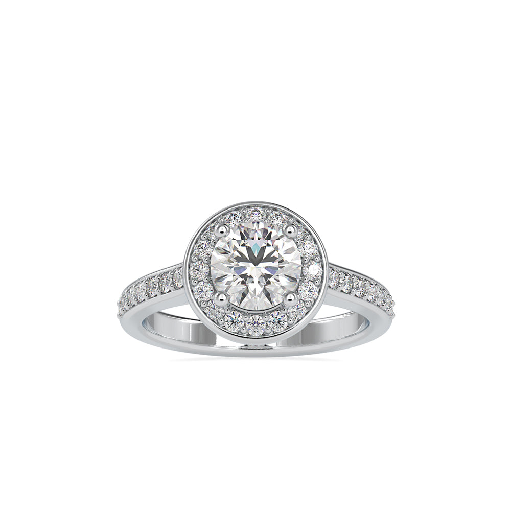 1.57Ct Round Halo Lab-Grown Diamond Gold Ring