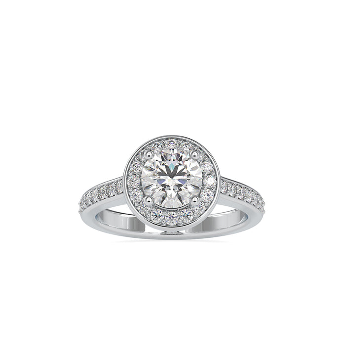 1.57Ct Round Halo Lab-Grown Diamond Gold Ring
