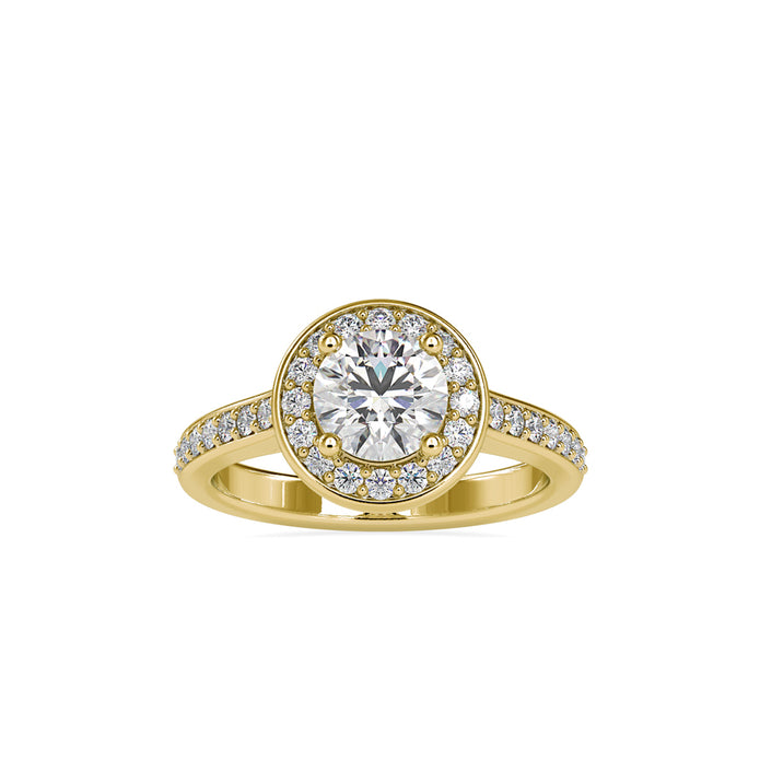 1.57Ct Round Halo Lab-Grown Diamond Gold Ring