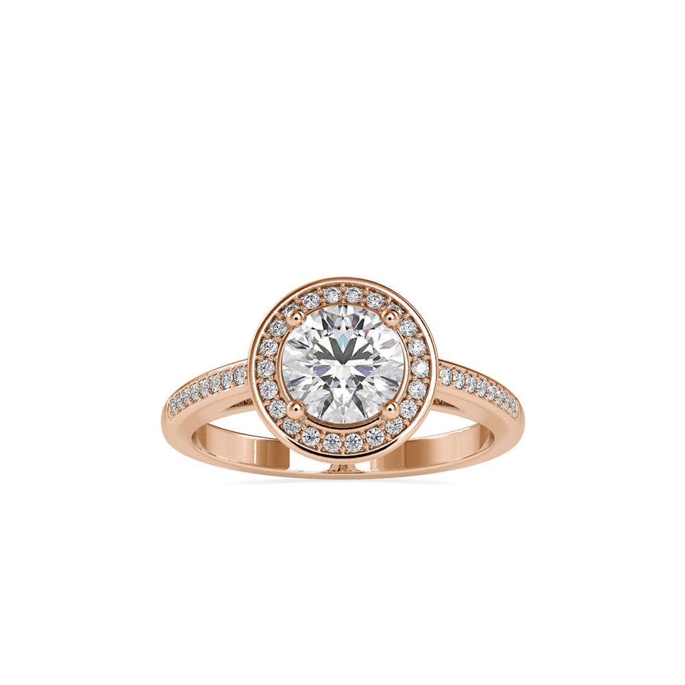 1.30Ct Round Prong Halo Lab-Grown Diamond Gold Ring