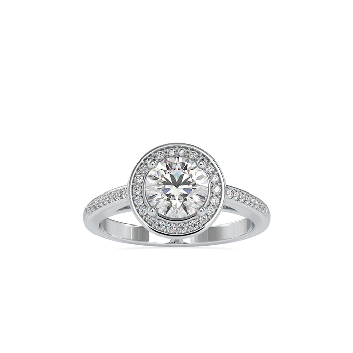 1.30Ct Round Prong Halo Lab-Grown Diamond Gold Ring