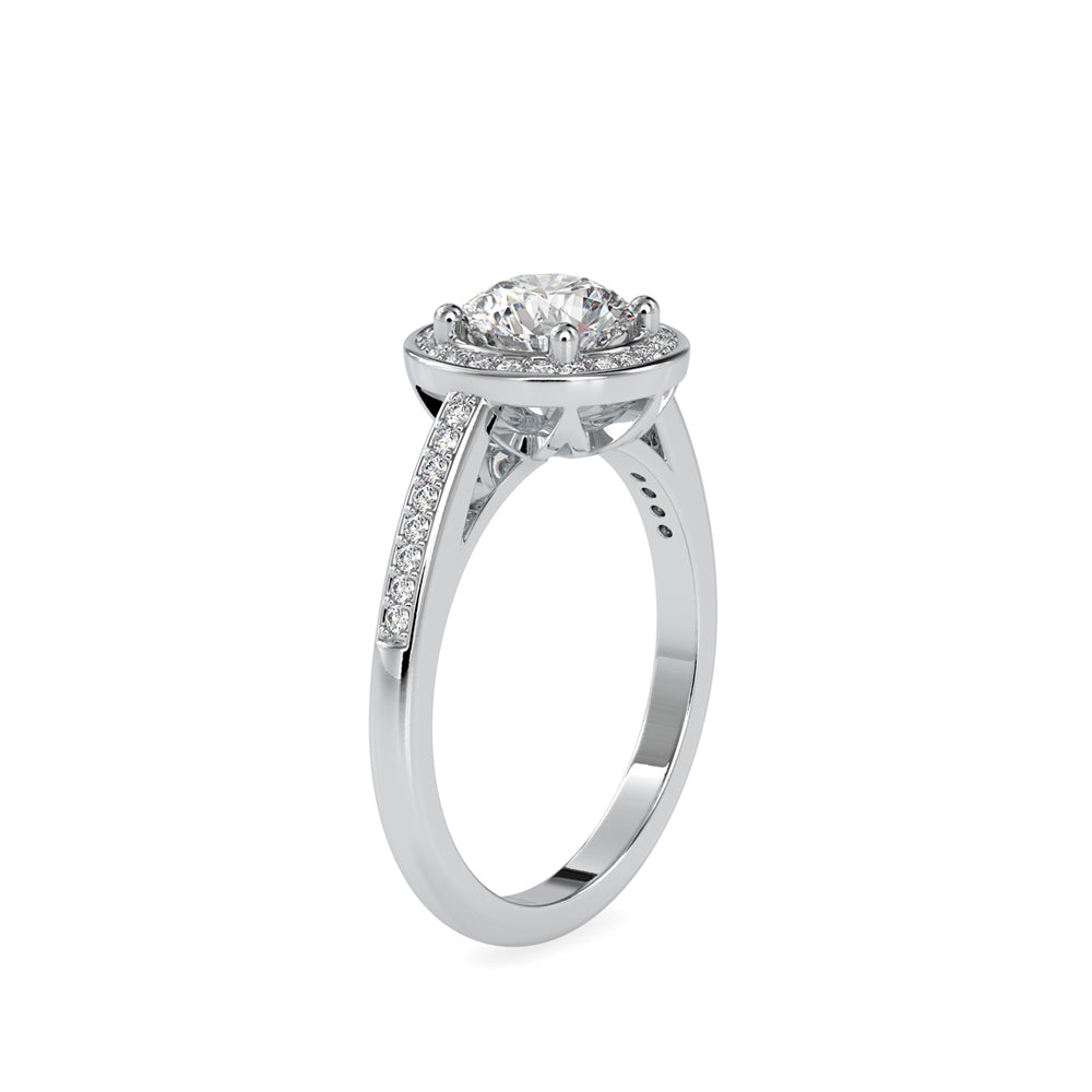 1.30Ct Round Prong Halo Lab-Grown Diamond Gold Ring