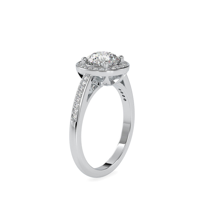 1.30Ct Round Prong Halo Lab-Grown Diamond Gold Ring