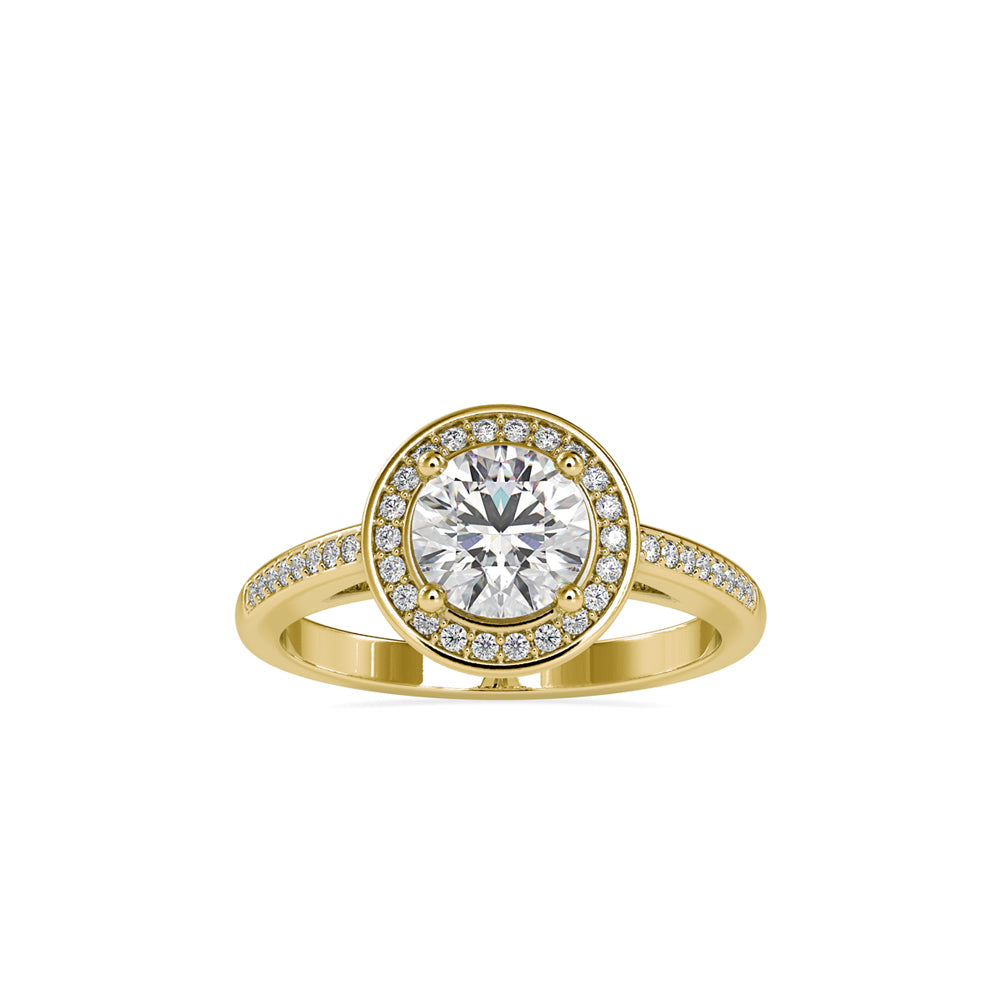 1.30Ct Round Prong Halo Lab-Grown Diamond Gold Ring