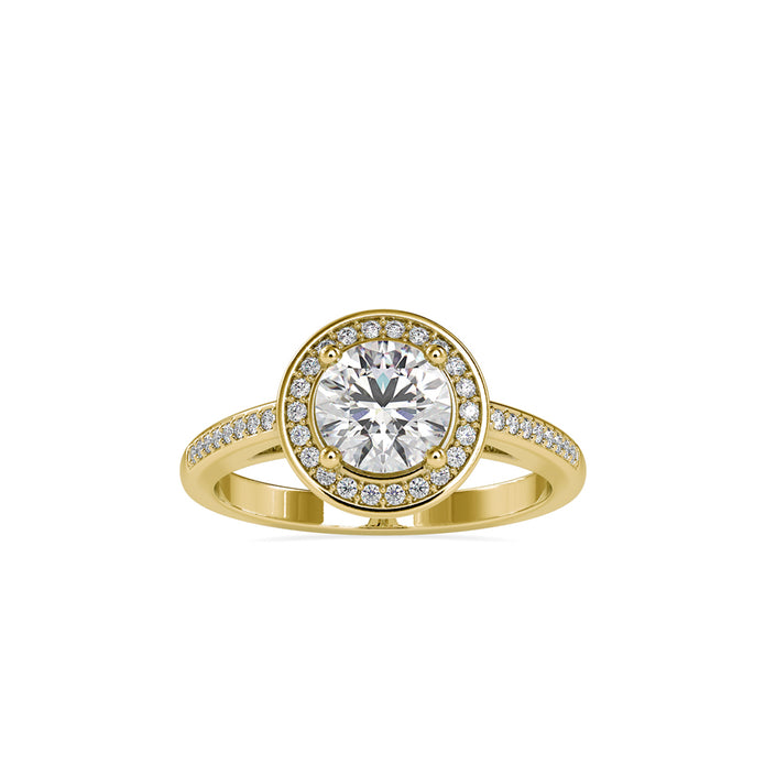 1.30Ct Round Prong Halo Lab-Grown Diamond Gold Ring