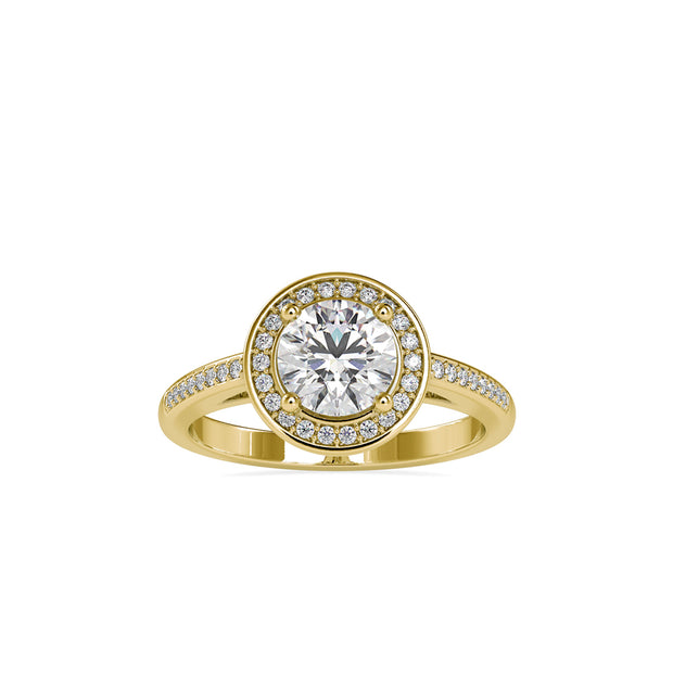 1.30Ct Round Prong Halo Lab-Grown Diamond Gold Ring