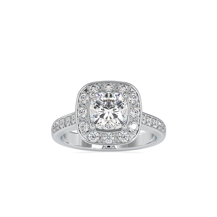2.16Ct Cushion Halo Lab-Grown Diamond Gold Ring