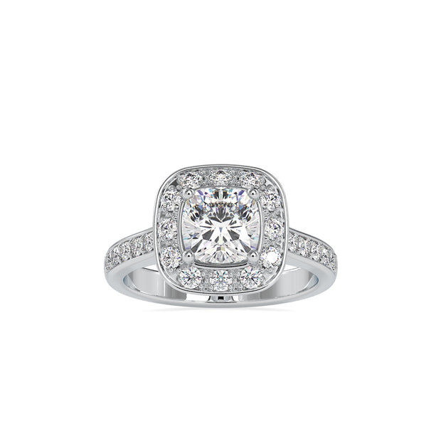 2.16Ct Cushion Halo Lab-Grown Diamond Gold Ring