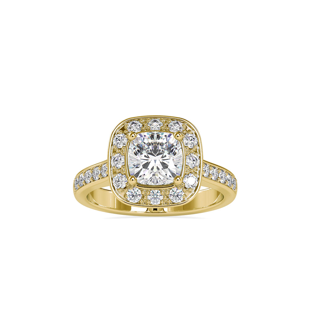 2.16Ct Cushion Halo Lab-Grown Diamond Gold Ring