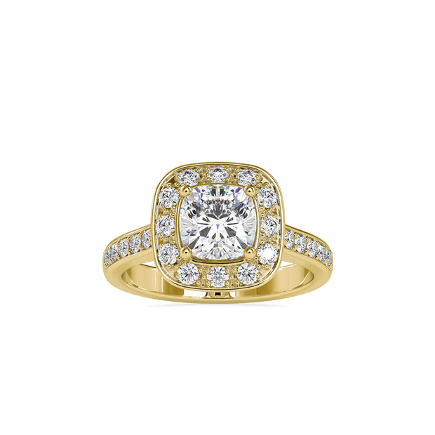 2.16Ct Cushion Halo Lab-Grown Diamond Gold Ring