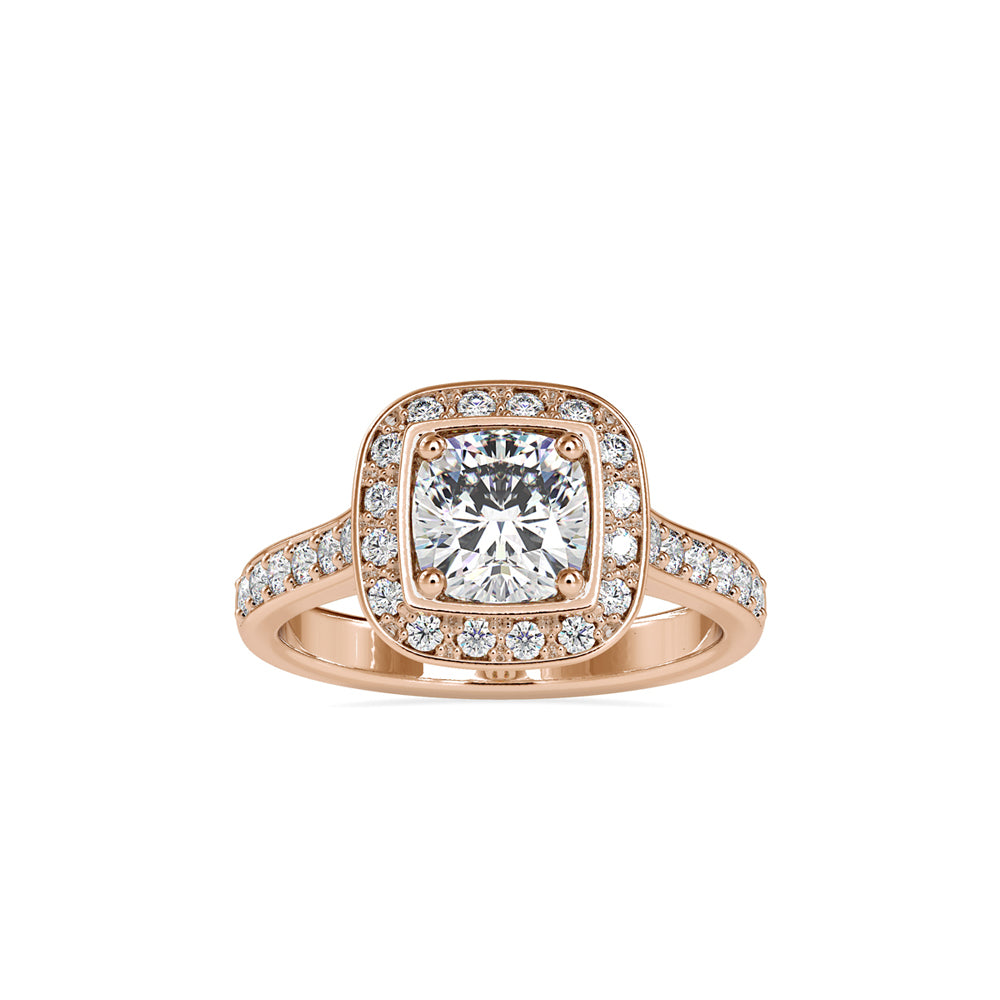 1.72Ct Cushion Prong Halo Lab-Grown Diamond Gold Ring
