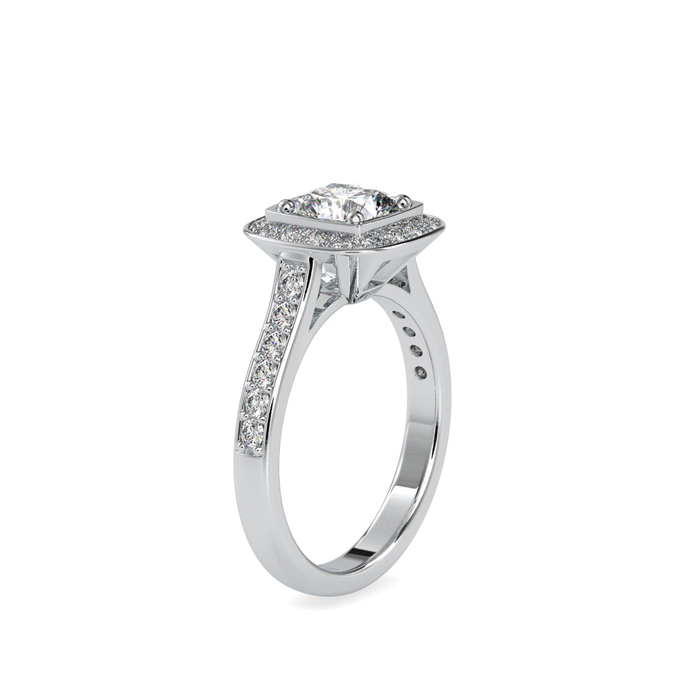 1.72Ct Cushion Prong Halo Lab-Grown Diamond Gold Ring