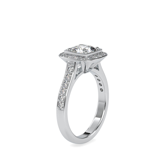 1.72Ct Cushion Prong Halo Lab-Grown Diamond Gold Ring