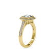 1.72Ct Cushion Prong Halo Lab-Grown Diamond Gold Ring