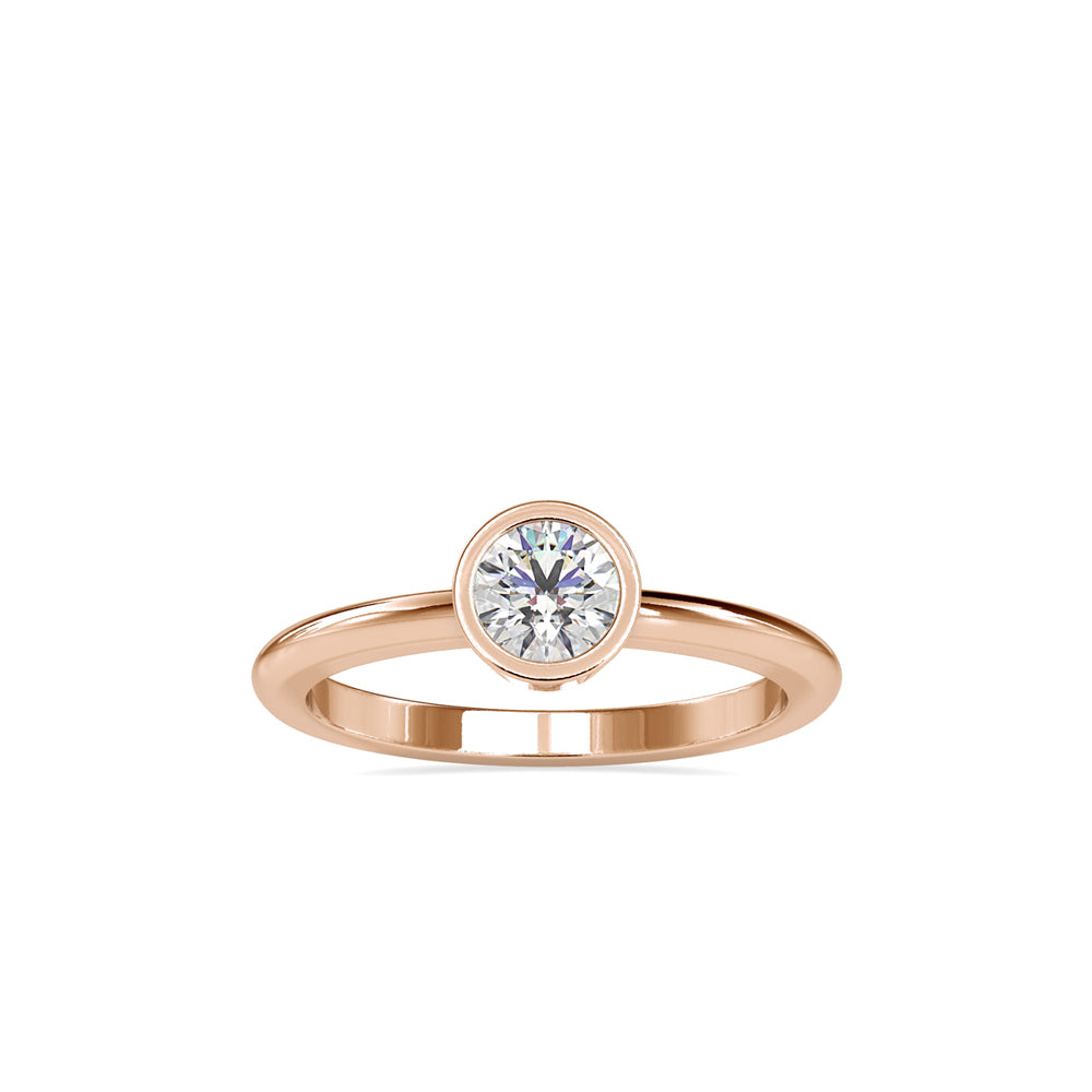 0.54Ct Round Bezel Lab-Grown Diamond Gold Ring