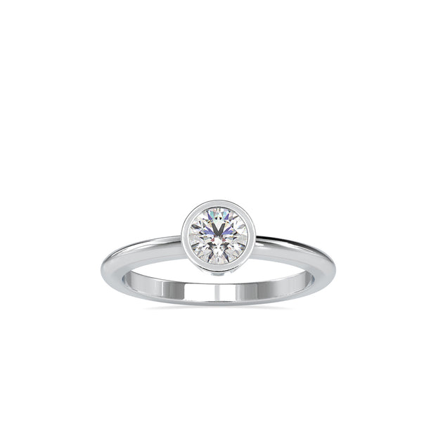 0.54Ct Round Bezel Lab-Grown Diamond Gold Ring