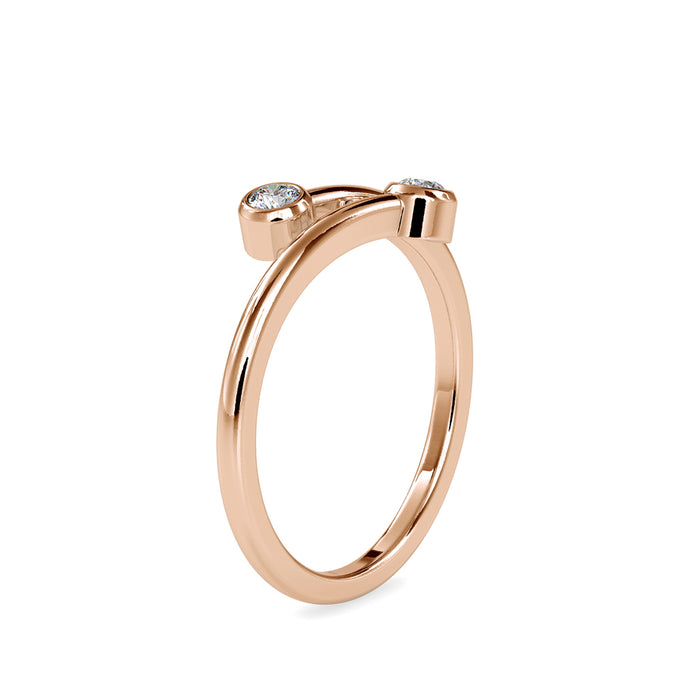 0.13Ct Round Bezel Bypass Lab-Grown Diamond Gold Ring
