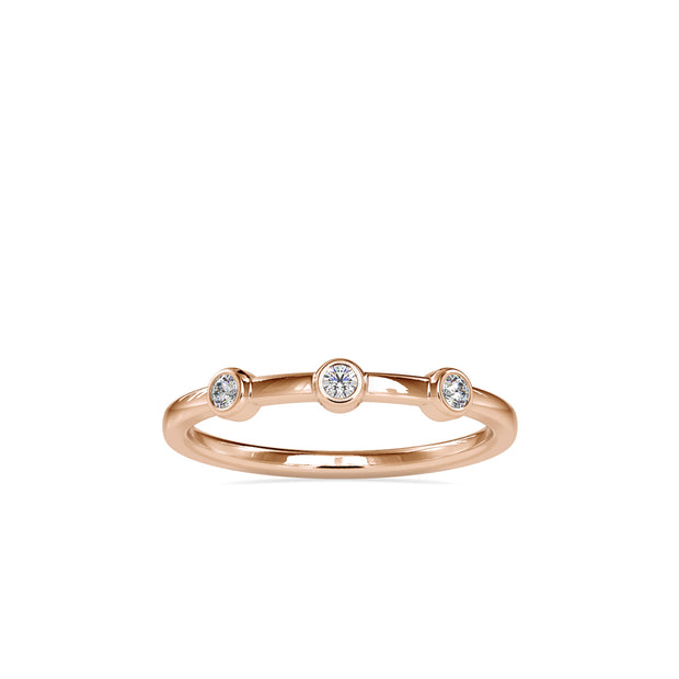 0.08Ct Three Stone Bezel Set Lab-Grown Diamond Gold Ring