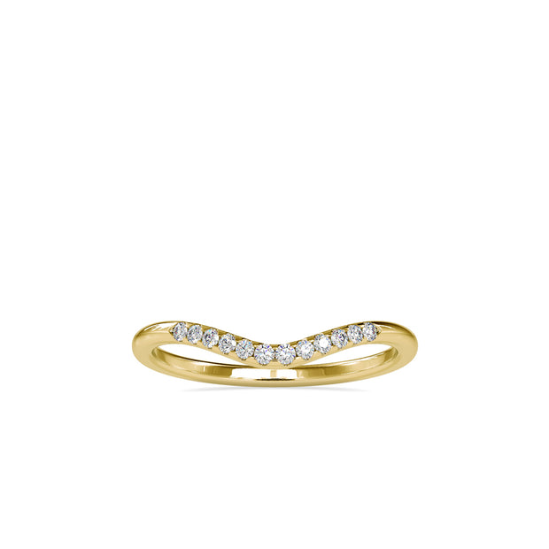 0.09Ct Curved Pavé-Set Lab-Grown Diamond Gold Band
