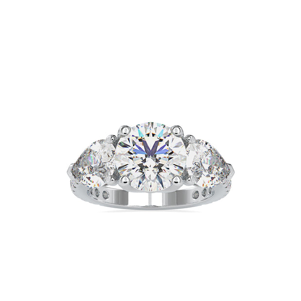 5.84Ct Round Three Stone Lab-Grown Diamond Gold Ring