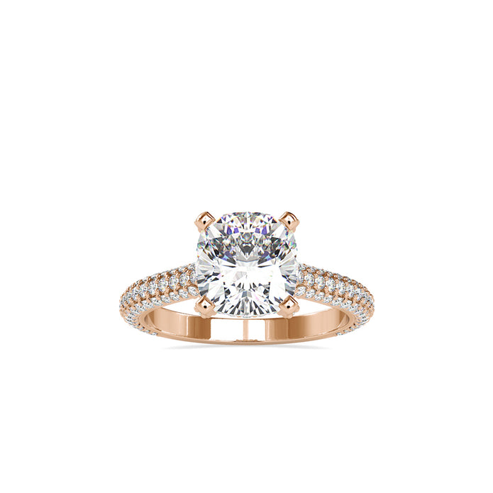 3.40Ct Cushion Cut Solitaire Lab-Grown Diamond Gold Ring