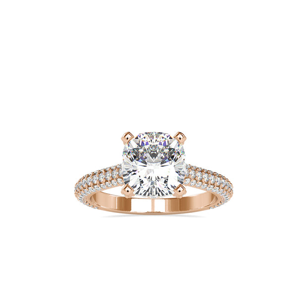3.40Ct Cushion Cut Solitaire Lab-Grown Diamond Gold Ring